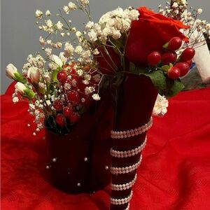 Elegant Red High Heel Bouquet with Beaded Accents